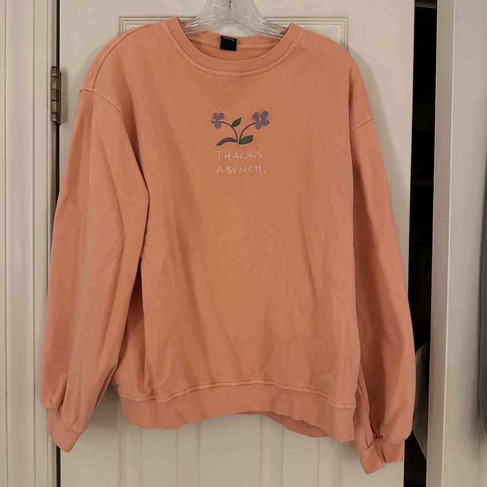 “Thanks a bunch” Urban Outfitters peach-colored sweatshirt